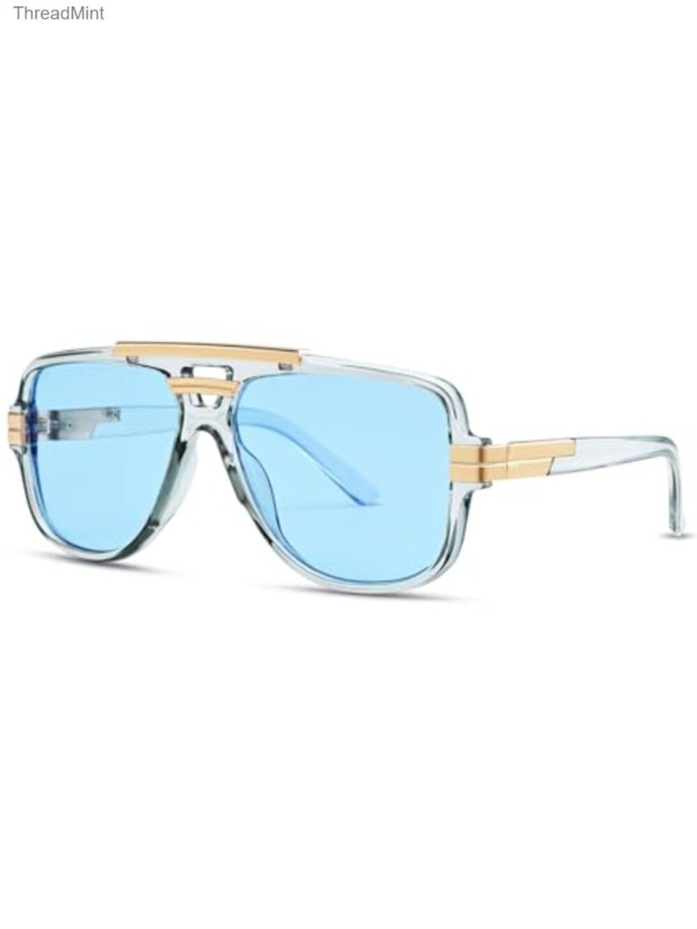 Oversized Square Double Bridge Aviator Sunglasses UV400 PC Frame